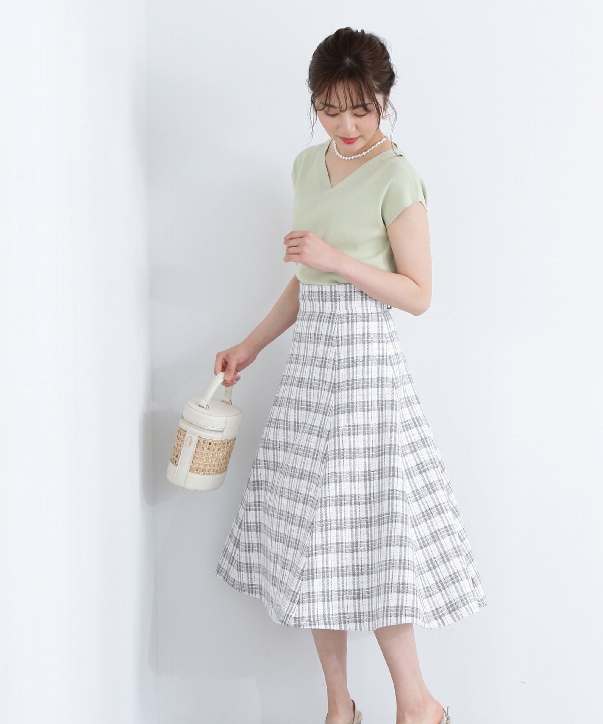 PROPORTION BODY DRESSING「チェックフレアスカート」|スカート|