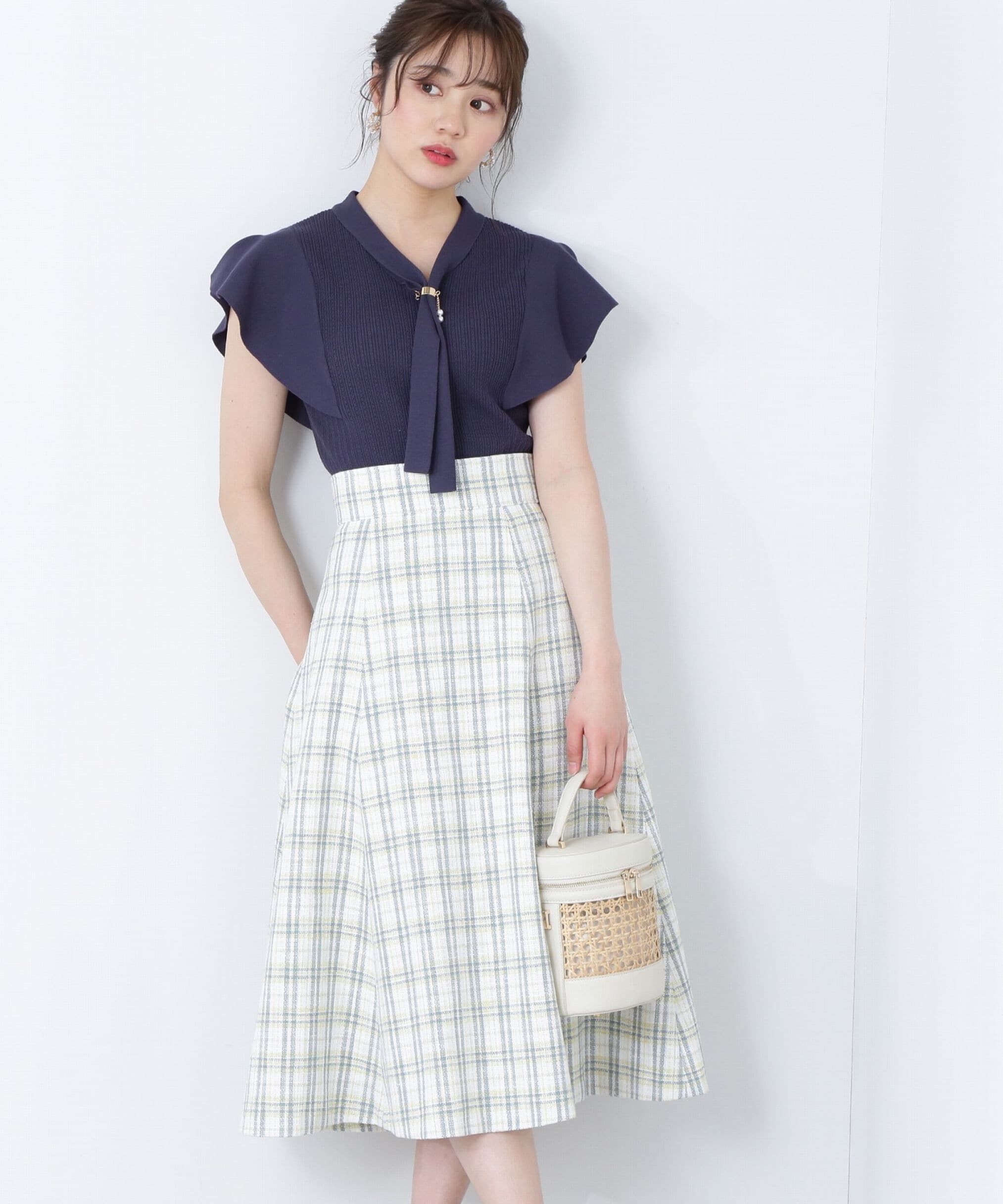 PROPORTION BODY DRESSING「チェックフレアスカート」|スカート|ミントグリー