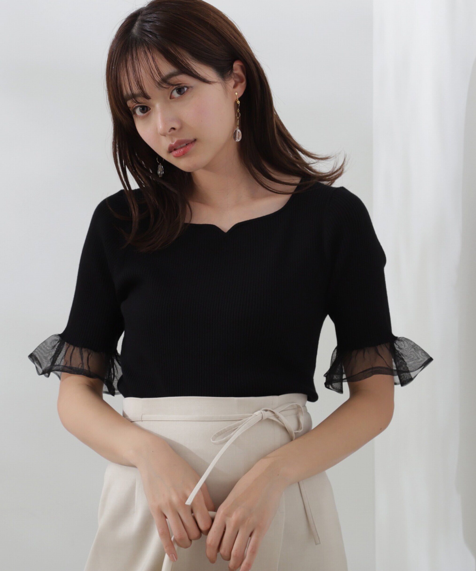 PROPORTION BODY DRESSING「シアーデザインスリーブニット WEB限定カラー：イエロー」|ニット・セーター|