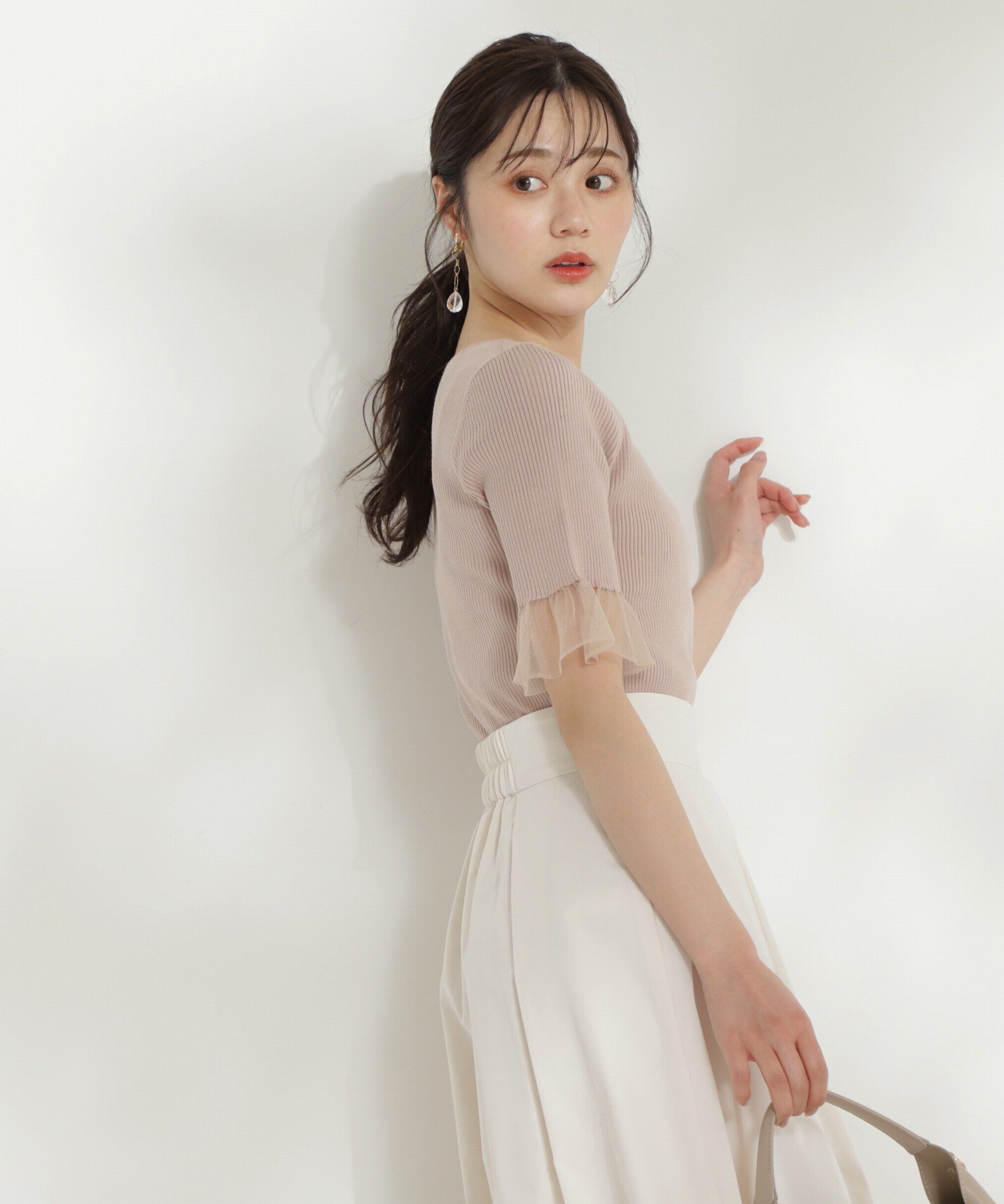 PROPORTION BODY DRESSING「シアーデザインスリーブニット WEB限定カラー：イエロー」|ニット・セーター|