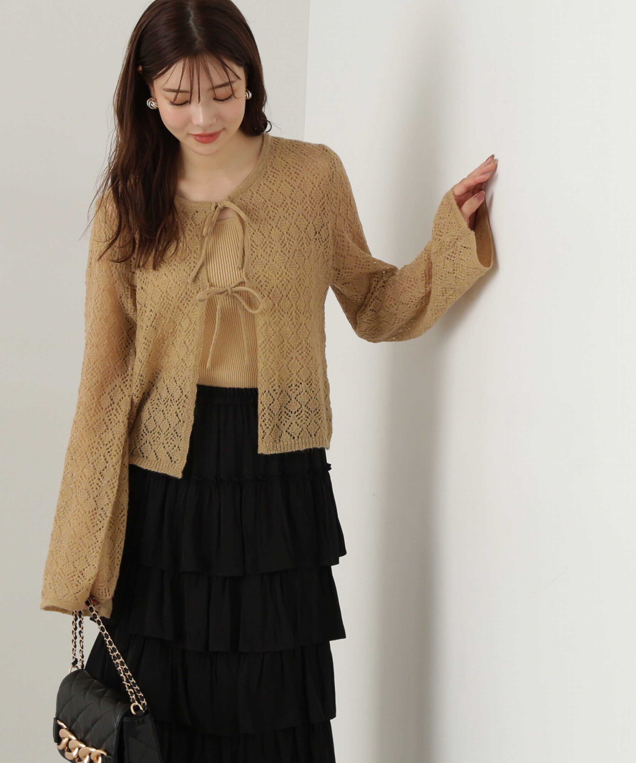 PROPORTION BODY DRESSING「へアリー透かし編みニットセット　24AW」|ニット・セーター|イエロー