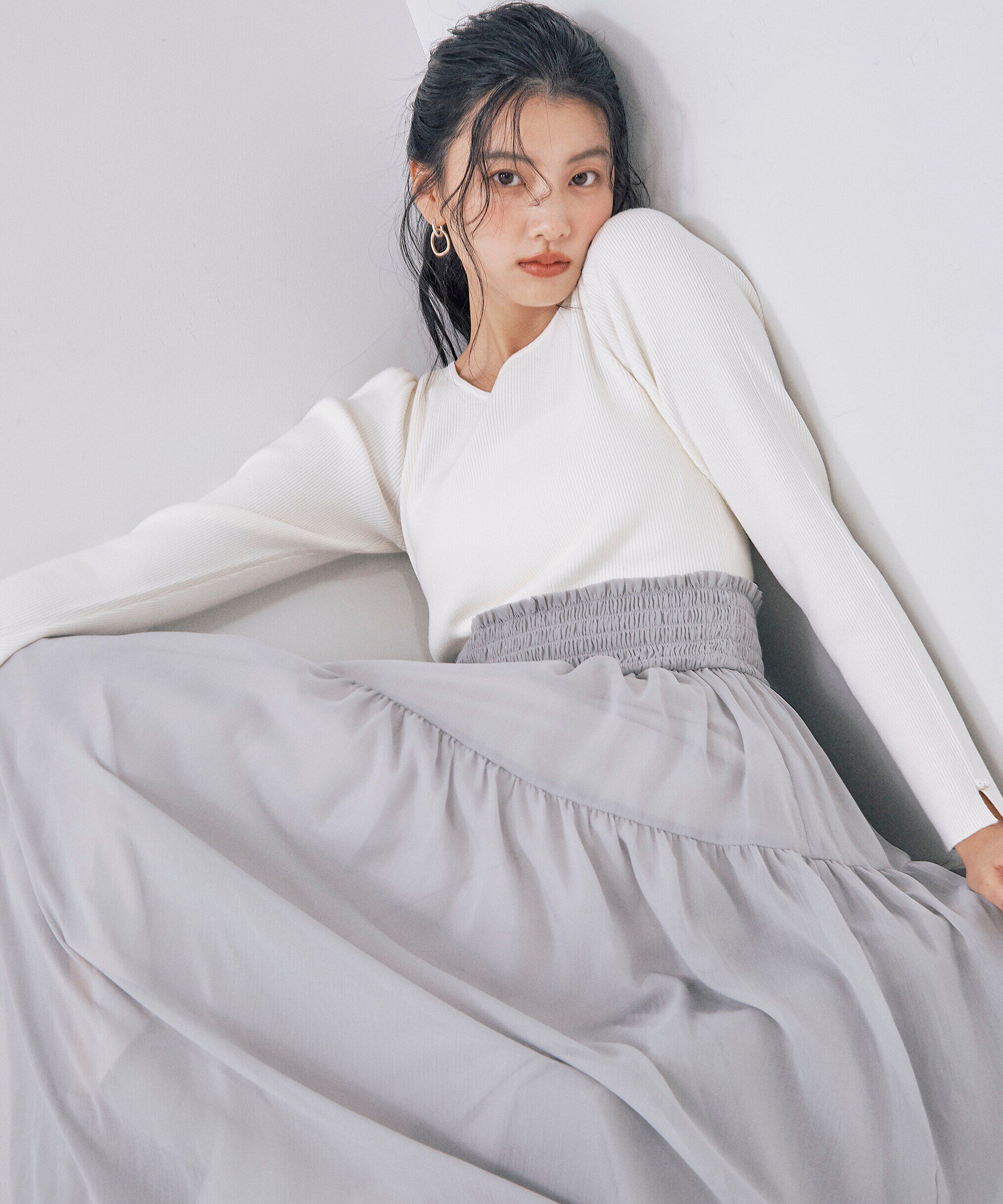 PROPORTION BODY DRESSING「ウエストシャーリングニットドッキングワンピース」|ワンピース|エクリュ&times;ミ  1