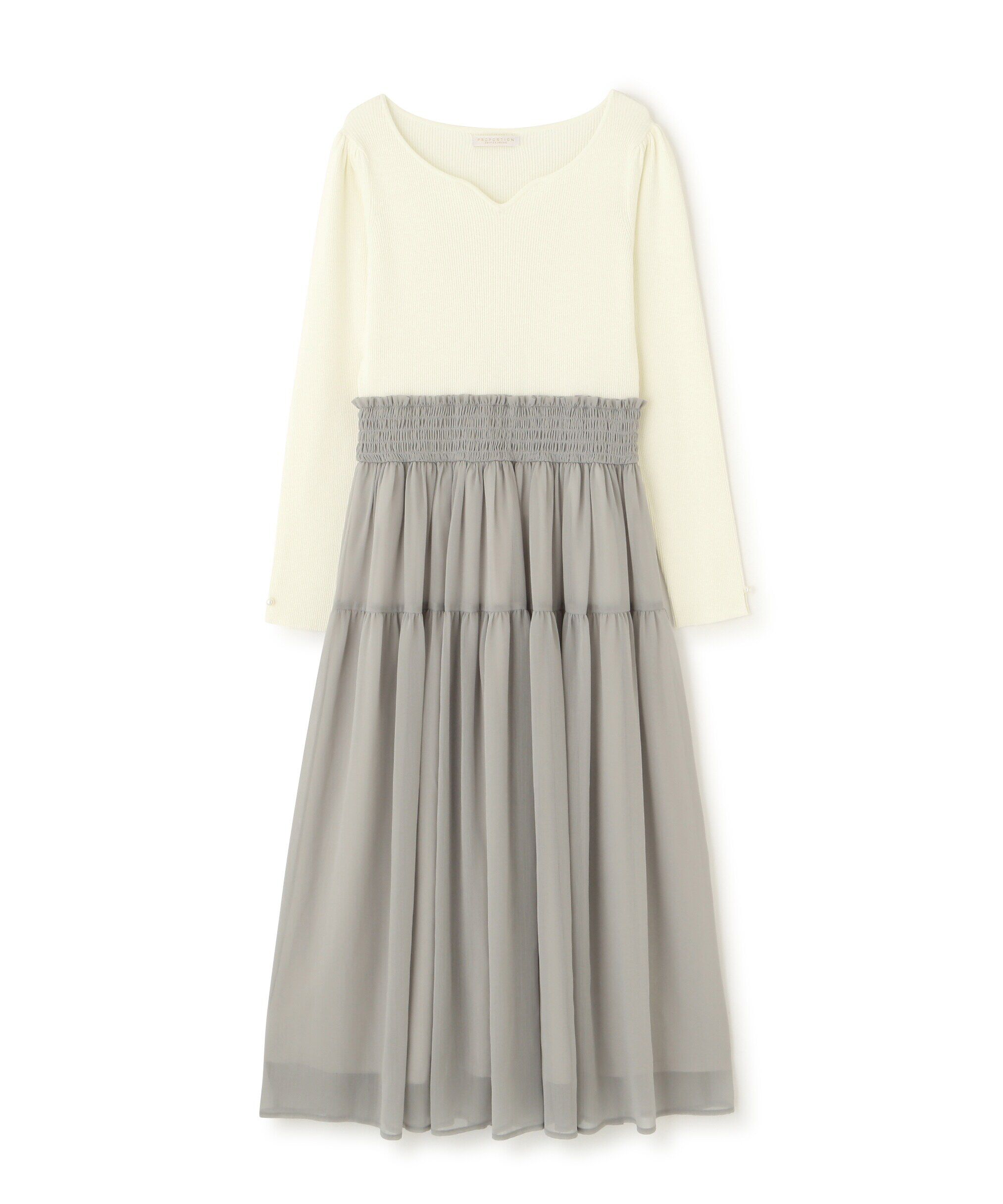 PROPORTION BODY DRESSING「ウエストシャーリングニットドッキングワンピース」|ワンピース|