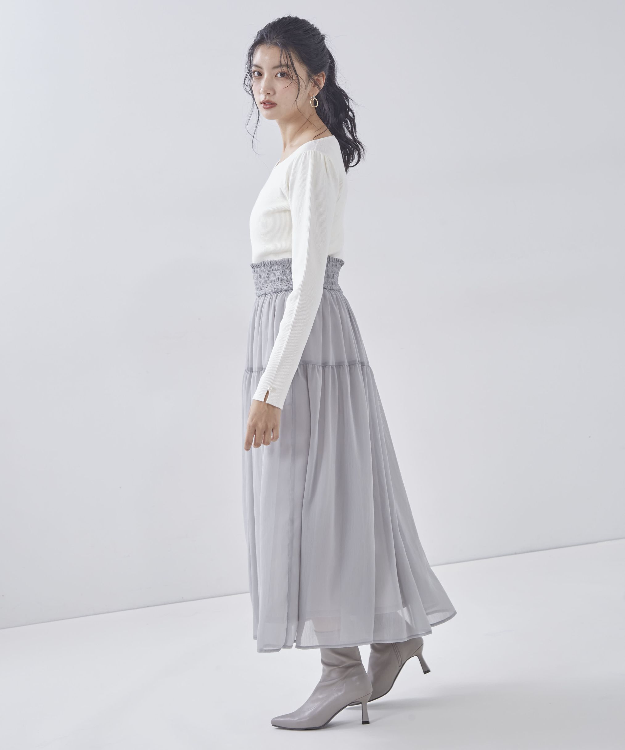 PROPORTION BODY DRESSING「ウエストシャーリングニットドッキングワンピース」|ワンピース|