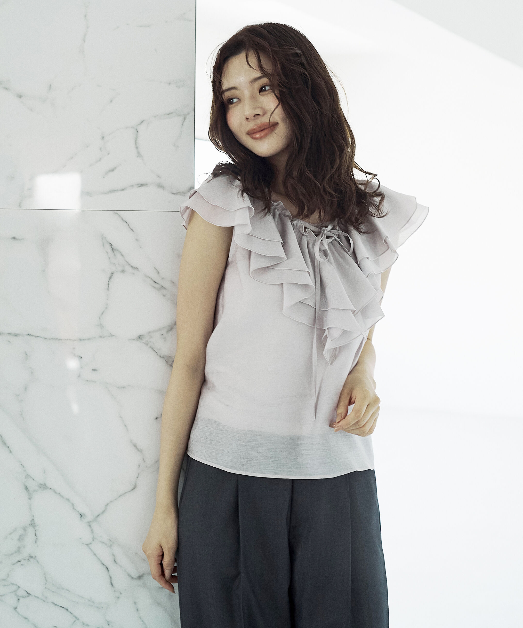 PROPORTION BODY DRESSING「フロントリボンシアーブラウス」|シャツ・ブラウス|