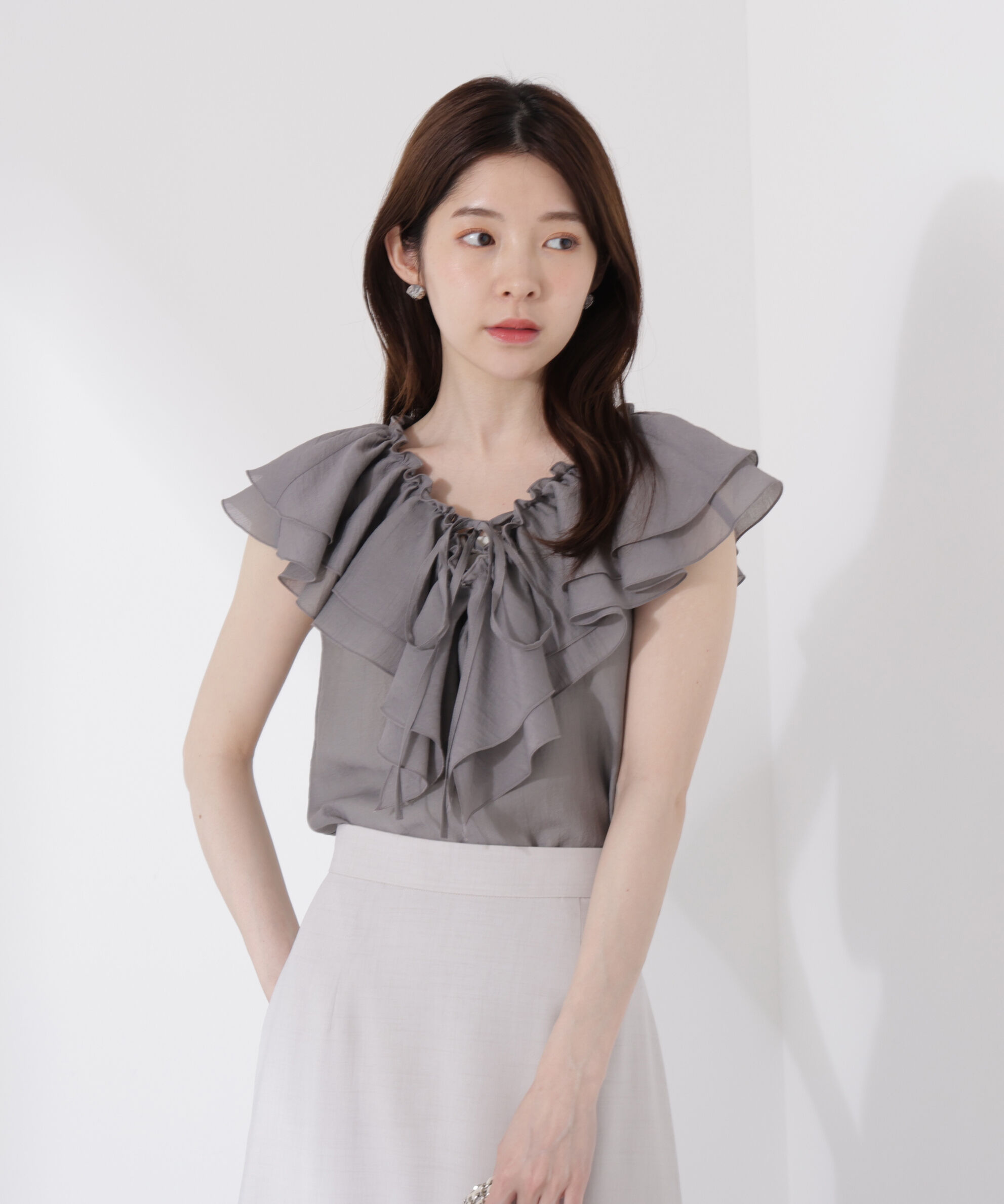 PROPORTION BODY DRESSING「フロントリボンシアーブラウス」|シャツ・ブラウス|