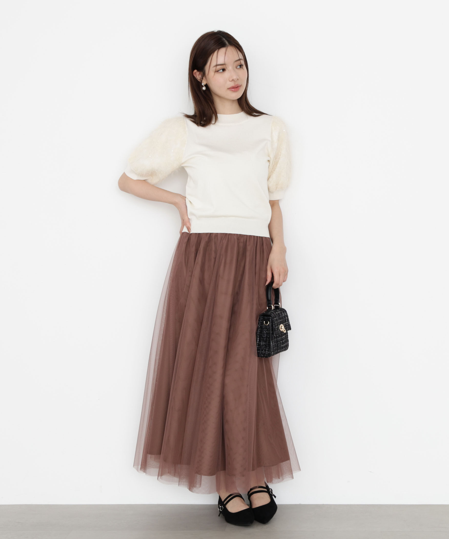 PROPORTION BODY DRESSING「チュールギャザースカート」|スカート|ブラウン