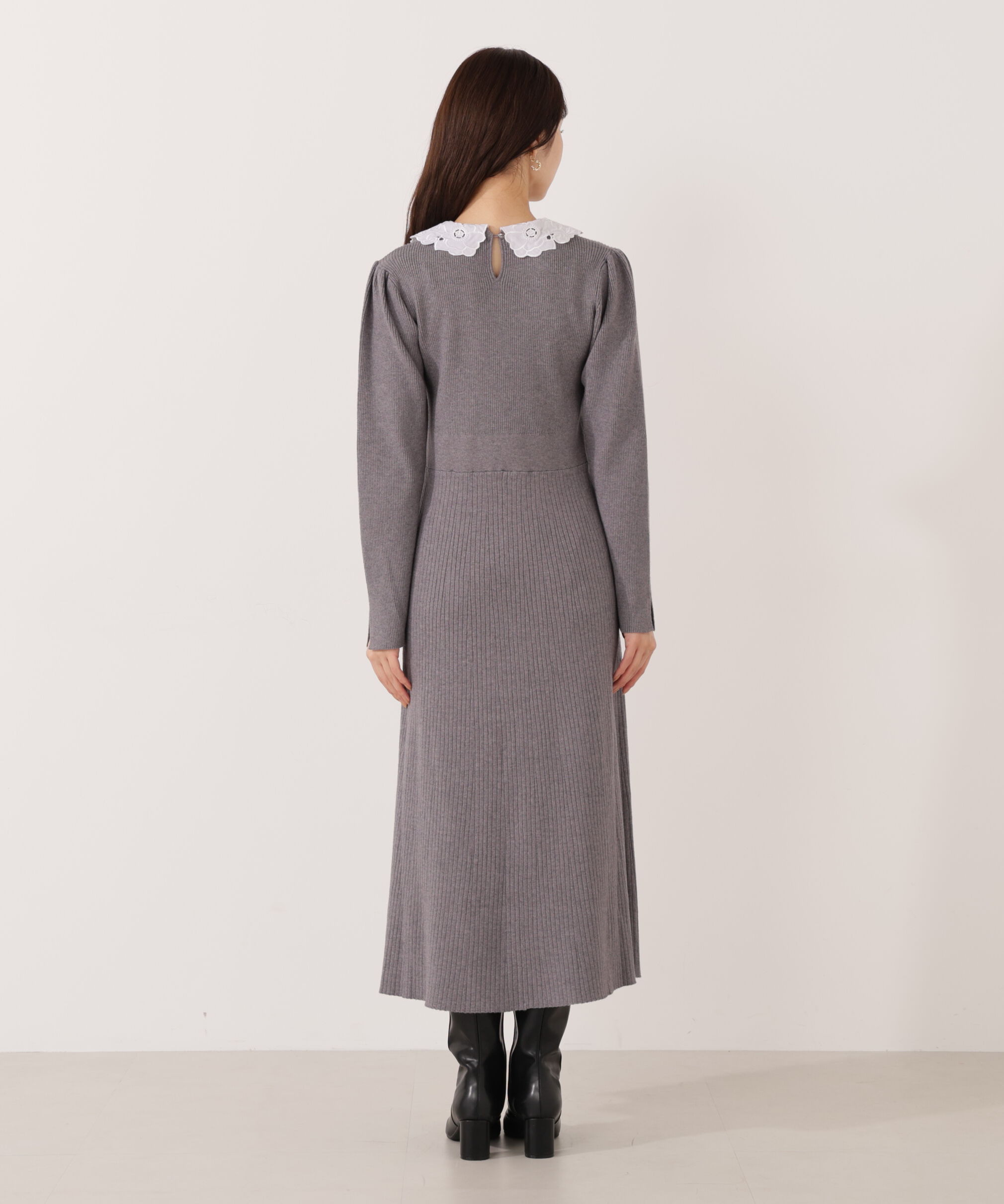 PROPORTION BODY DRESSING「レース襟付きニットワンピース」|ワンピース|