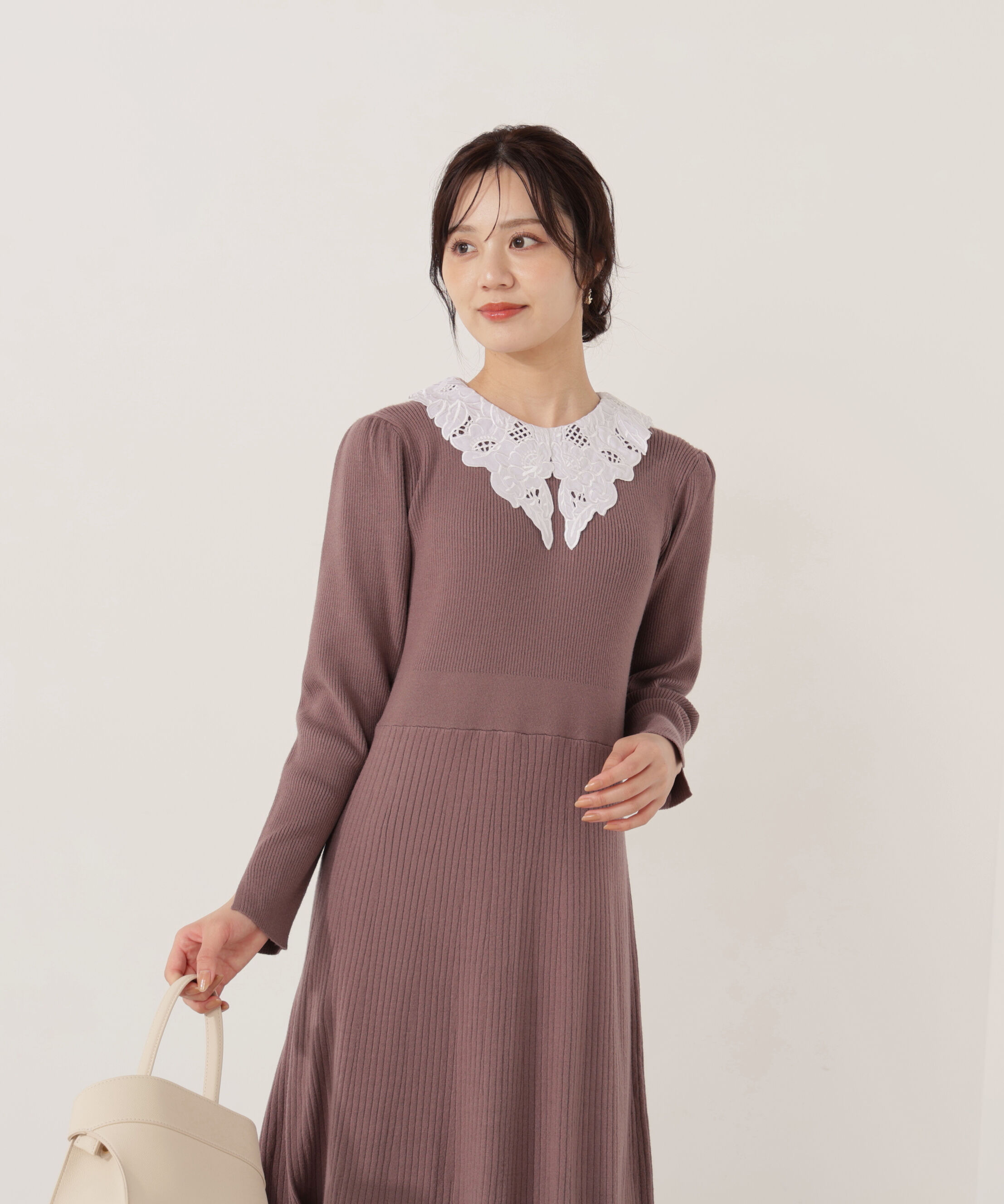 PROPORTION BODY DRESSING「レース襟付きニットワンピース」|ワンピース|