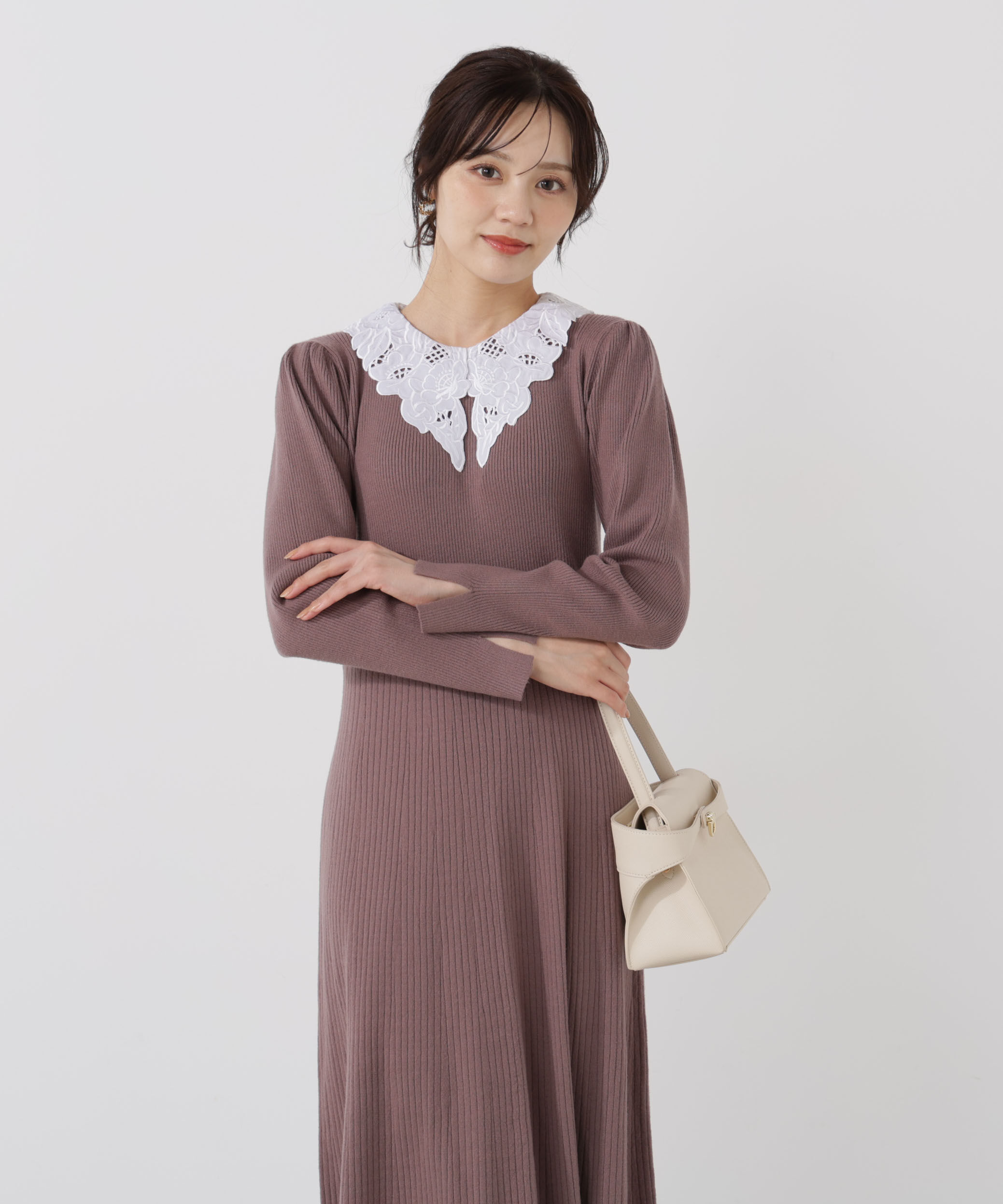 PROPORTION BODY DRESSING「レース襟付きニットワンピース」|ワンピース|