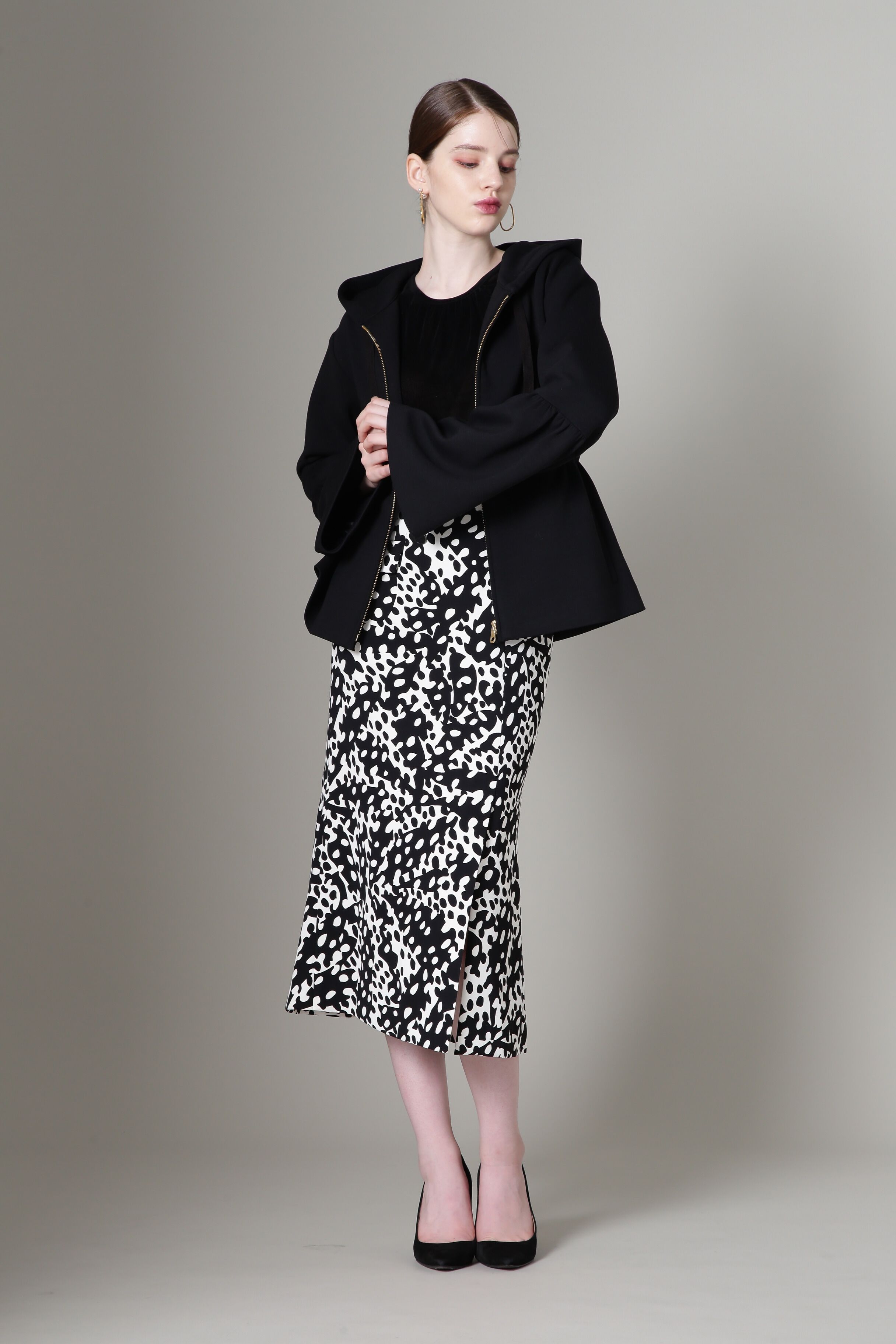  「[URBAN PRECIOUS] アブストラクトドットプリントスカート」|スカート|