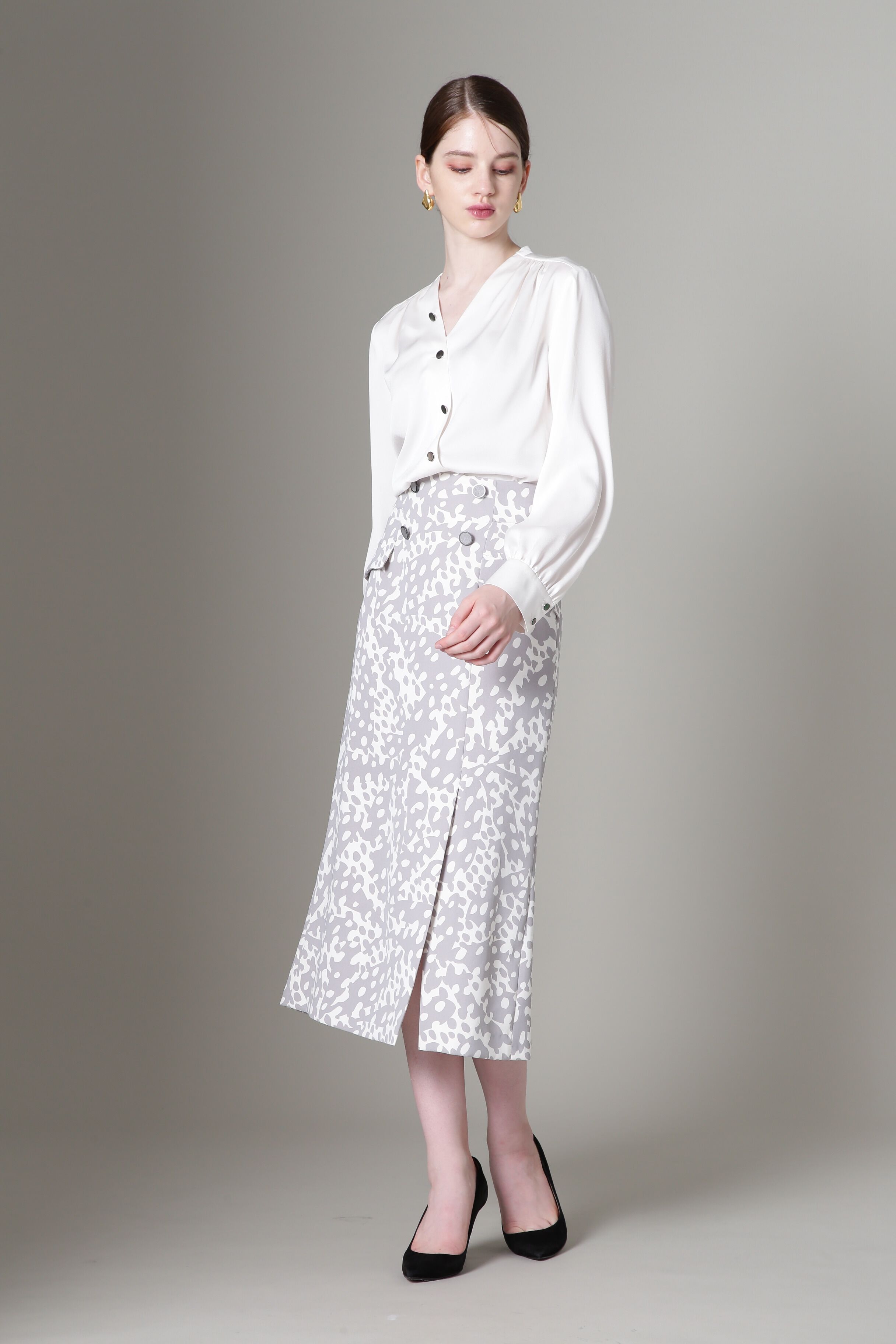  「[URBAN PRECIOUS] アブストラクトドットプリントスカート」|スカート|