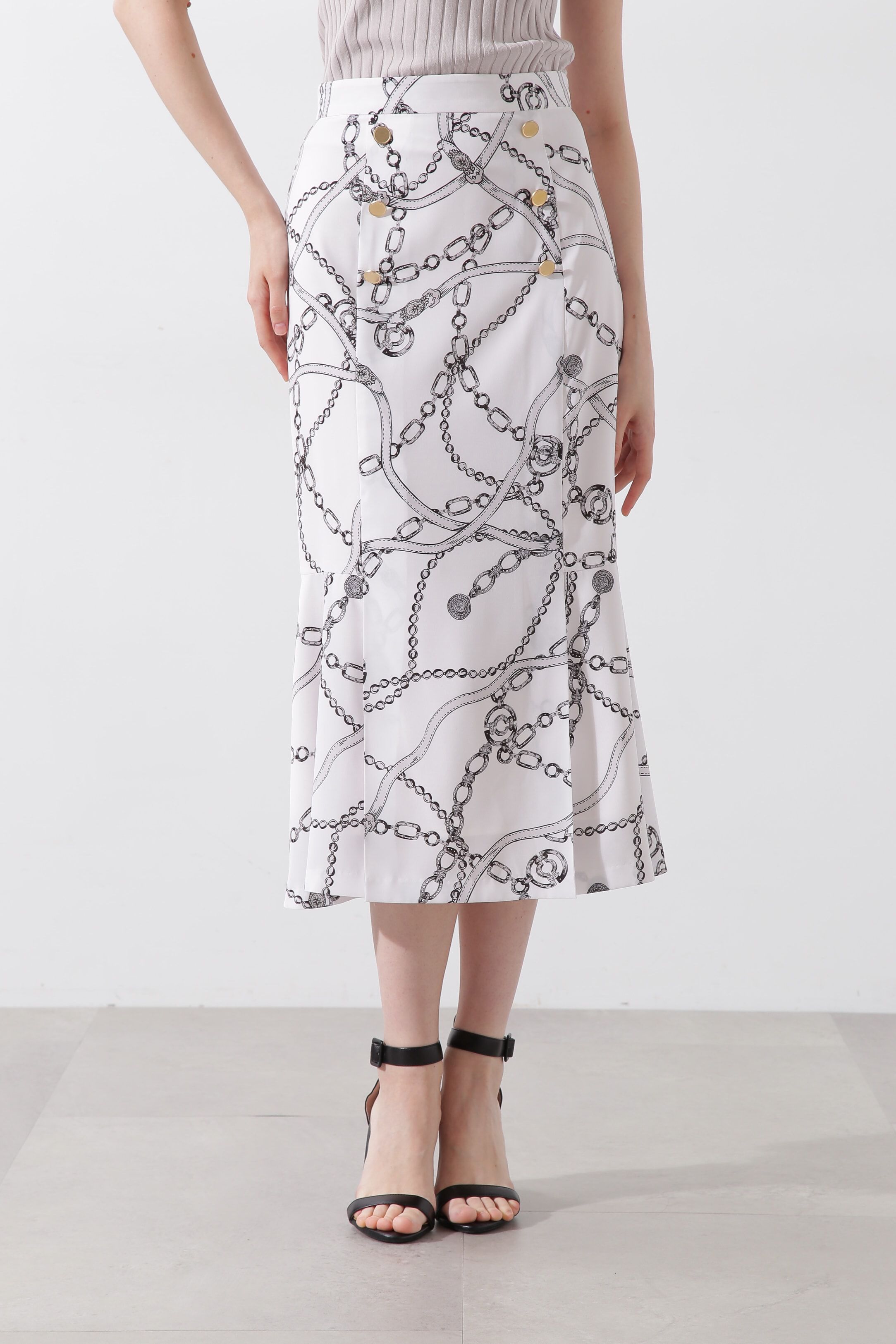  「◆チェーンプリントスカート」|スカート|グレー