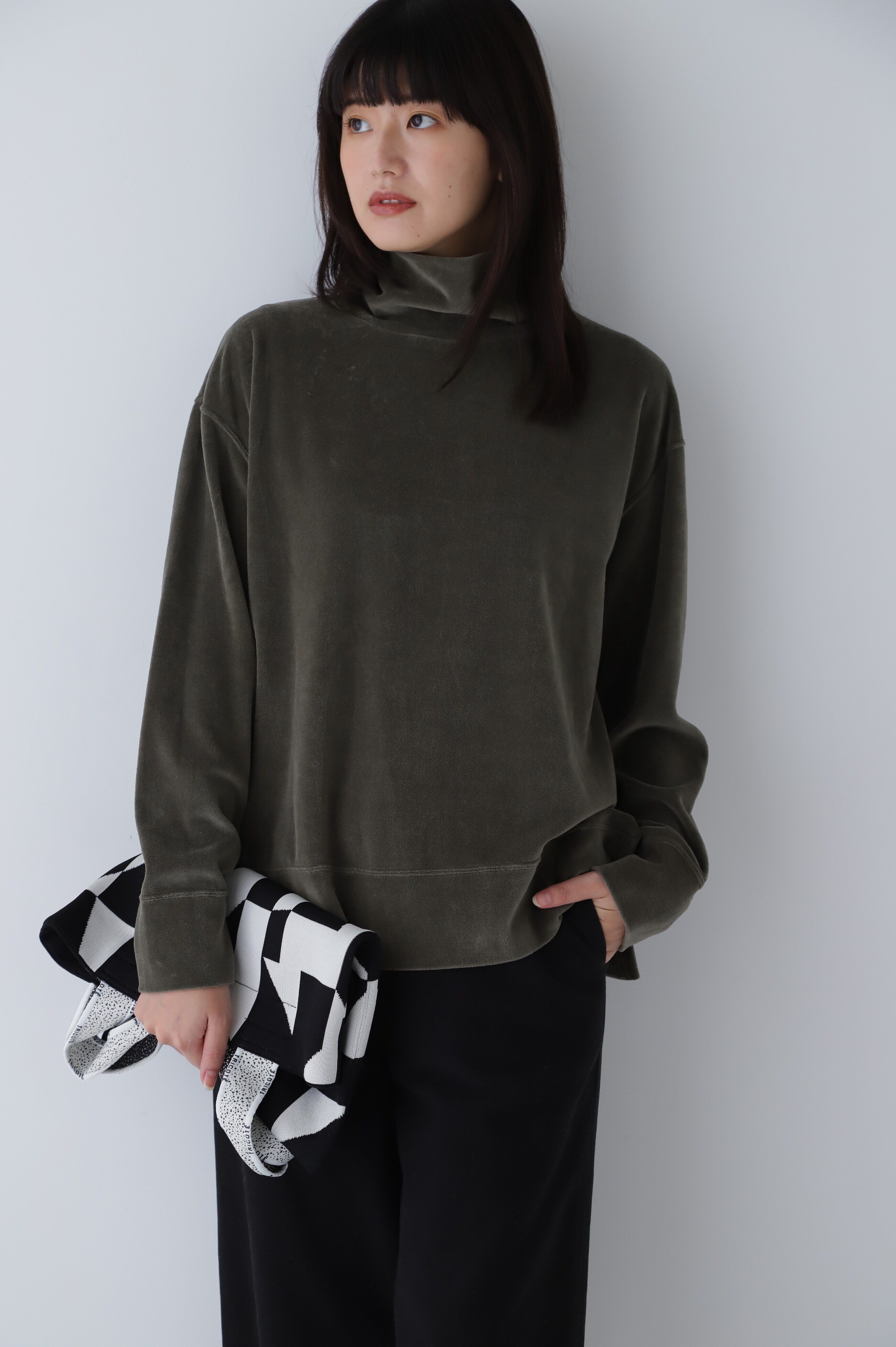  「◆ベロアタートルカットソー」|Tシャツ・カットソー|カーキ