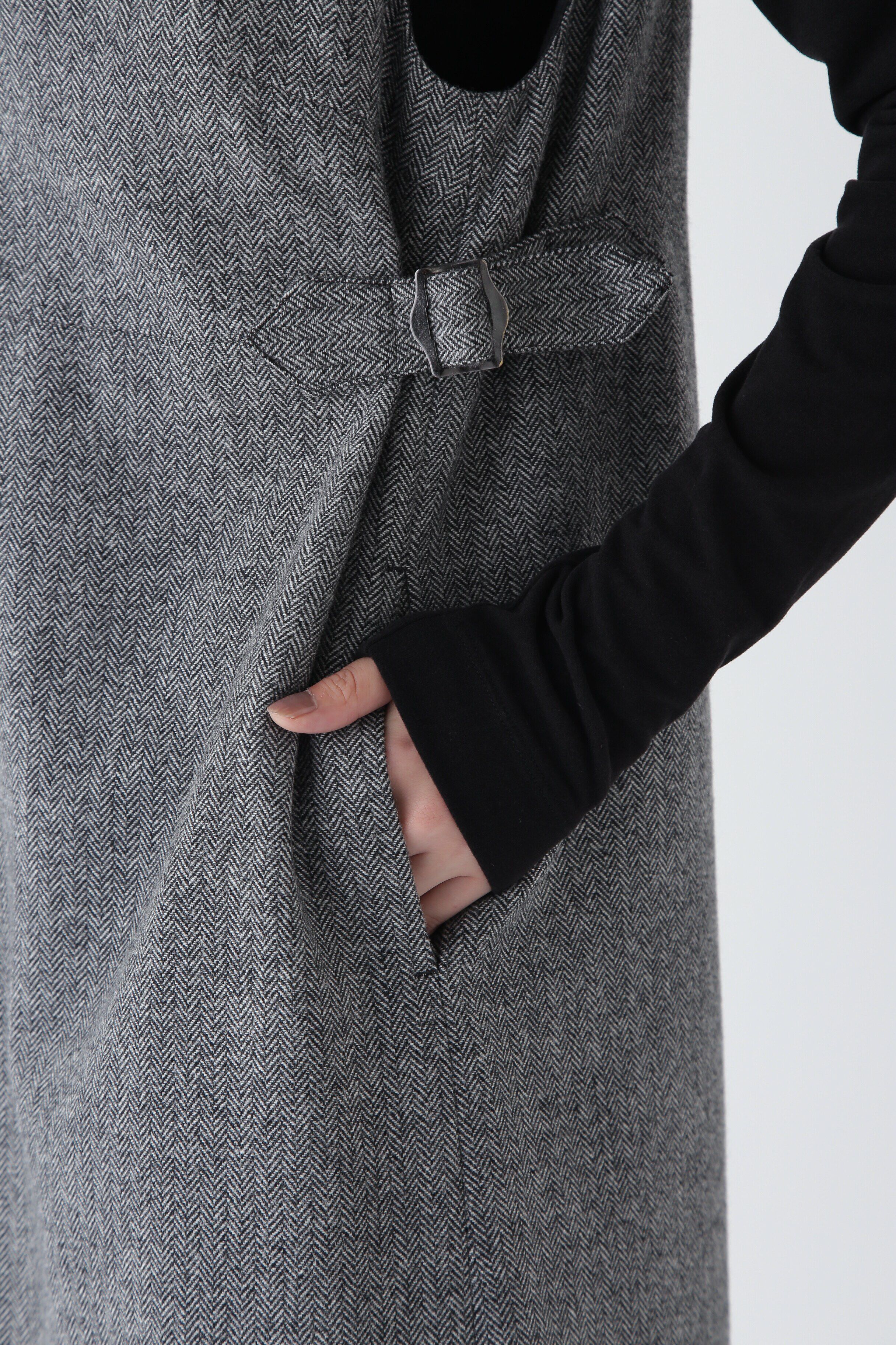  「◆ヘリンボーンツィードＶネックノースリーブワンピース」|ワンピース|