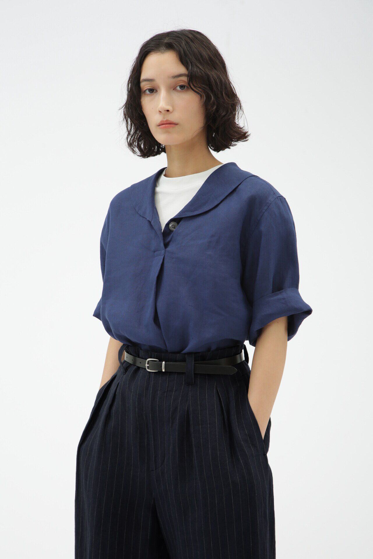  「LINEN VOILE」|シャツ・ブラウス|DARK BLUE4