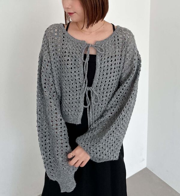 archives「メッシュケーブルネップニット」|カーディガン|GRAY