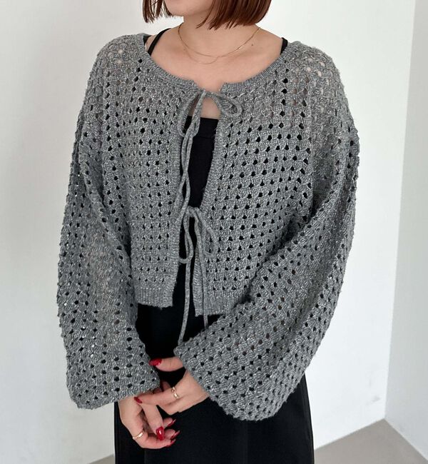 archives「メッシュケーブルネップニット」|カーディガン|