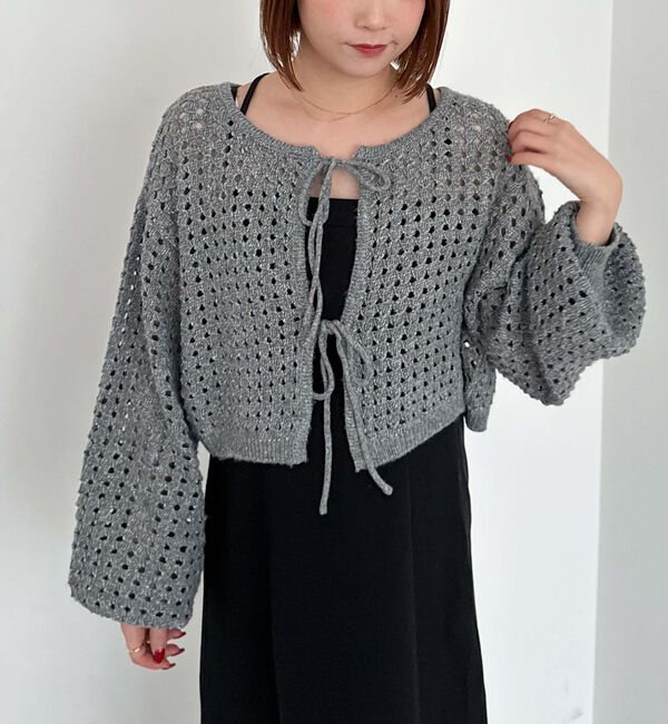 archives「メッシュケーブルネップニット」|カーディガン|