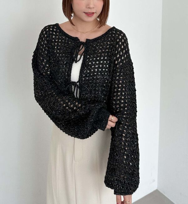 archives「メッシュケーブルネップニット」|カーディガン|