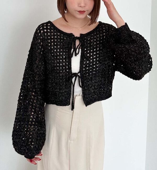 archives「メッシュケーブルネップニット」|カーディガン|