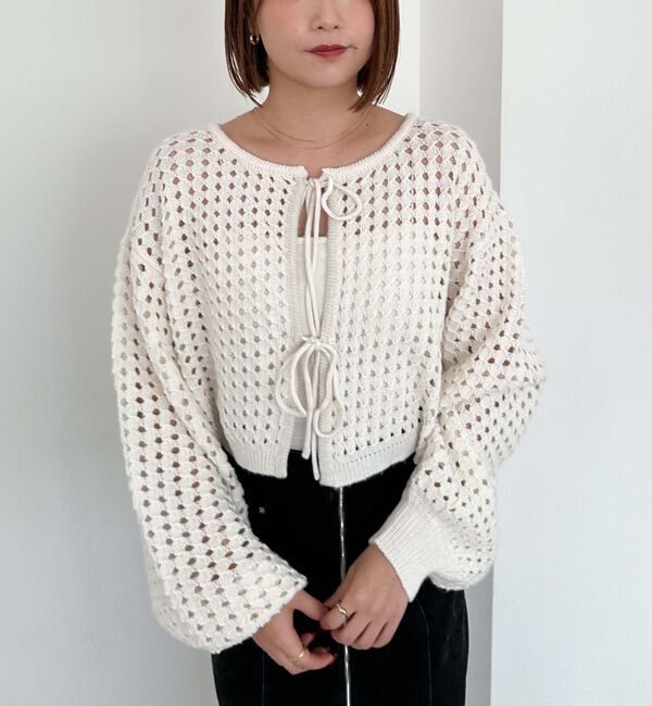 archives「メッシュケーブルネップニット」|カーディガン|IVORY