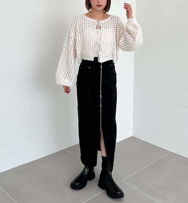 archives「メッシュケーブルネップニット」|カーディガン|