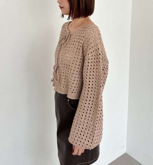 archives「メッシュケーブルネップニット」|カーディガン|