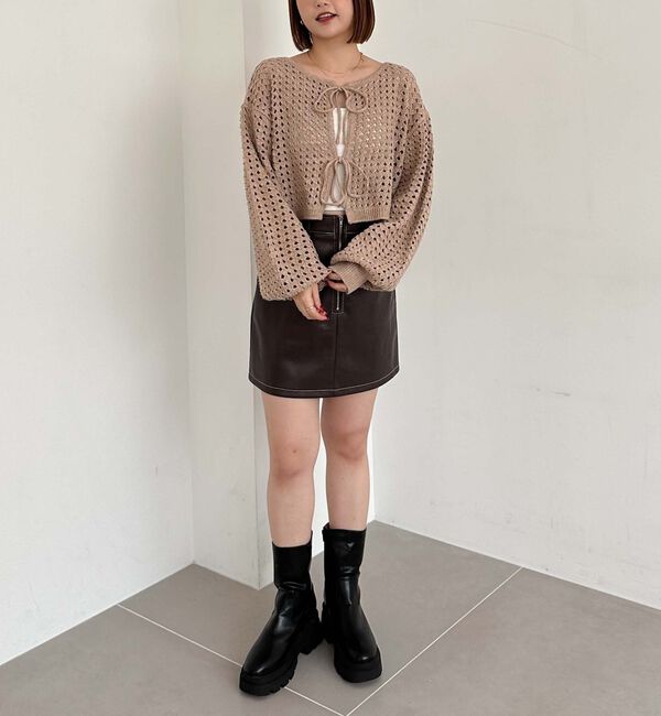 archives「メッシュケーブルネップニット」|カーディガン|