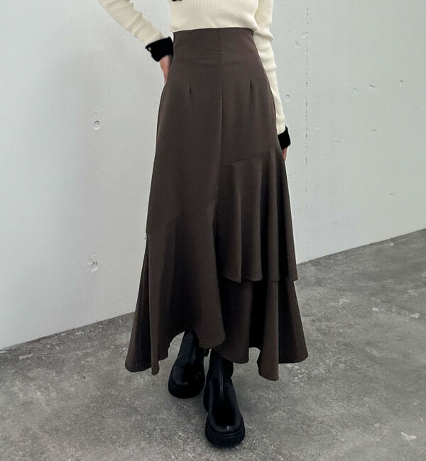 archives「アシメラッフルティアードスカート／」|スカート|BROWN