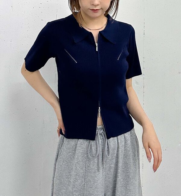 archives「メランジアソートＷｚｉｐポロニット」|カーディガン|NAVY