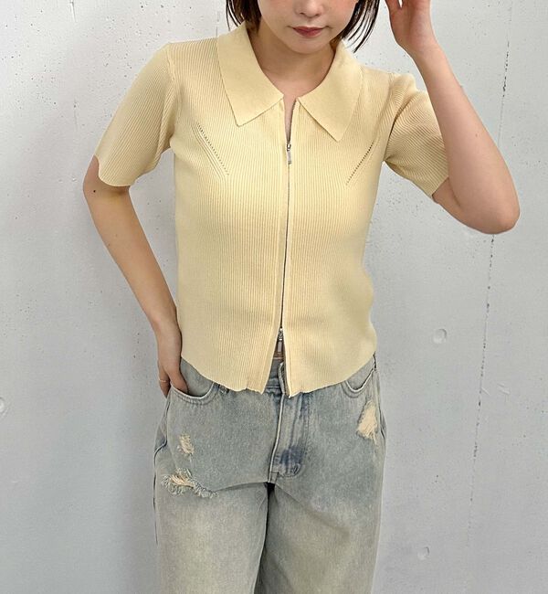 archives「メランジアソートＷｚｉｐポロニット」|カーディガン|IVORY