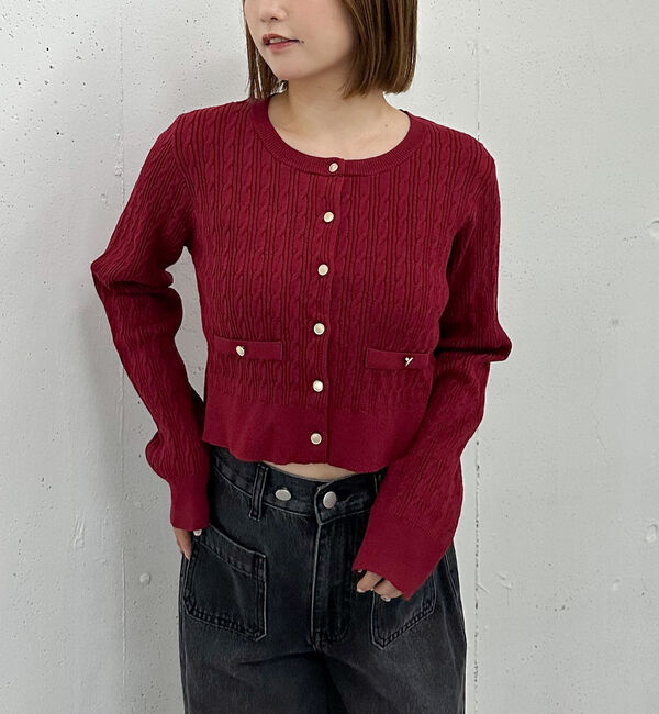 archives「細ケーブルニットカーディガン」|カーディガン|