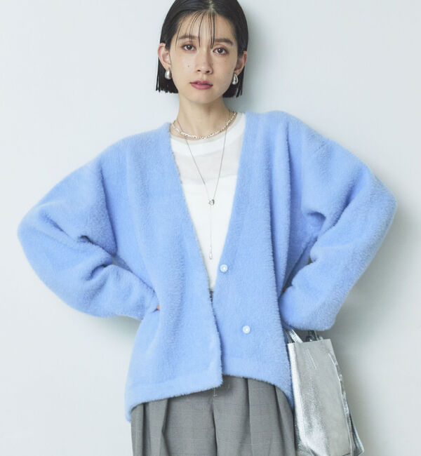 Doux archives「ダブルフェイスシャギーカーデ」|カーディガン|BLUE