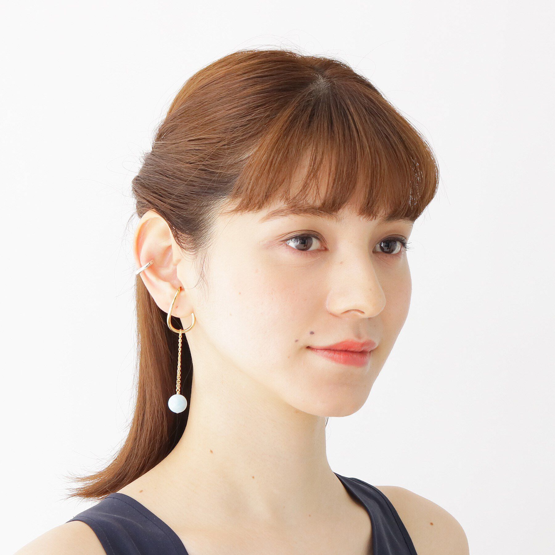 COCOSHNIK「シルバー カラーストーン（ミルキーアクアマリン） イヤーカフチャーム GP」|チャーム・キーホルダー|