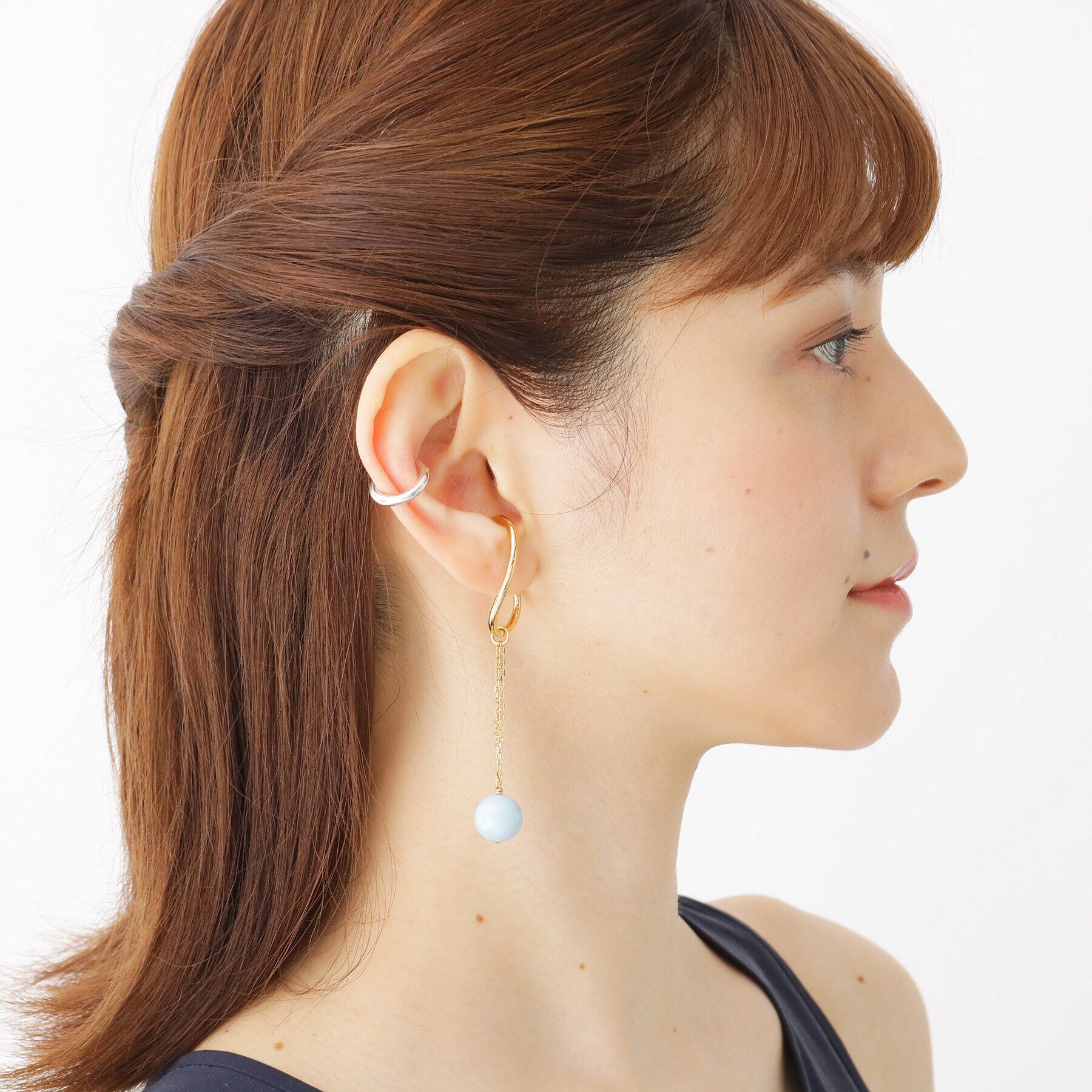 COCOSHNIK「シルバー カラーストーン（ミルキーアクアマリン） イヤーカフチャーム GP」|チャーム・キーホルダー|