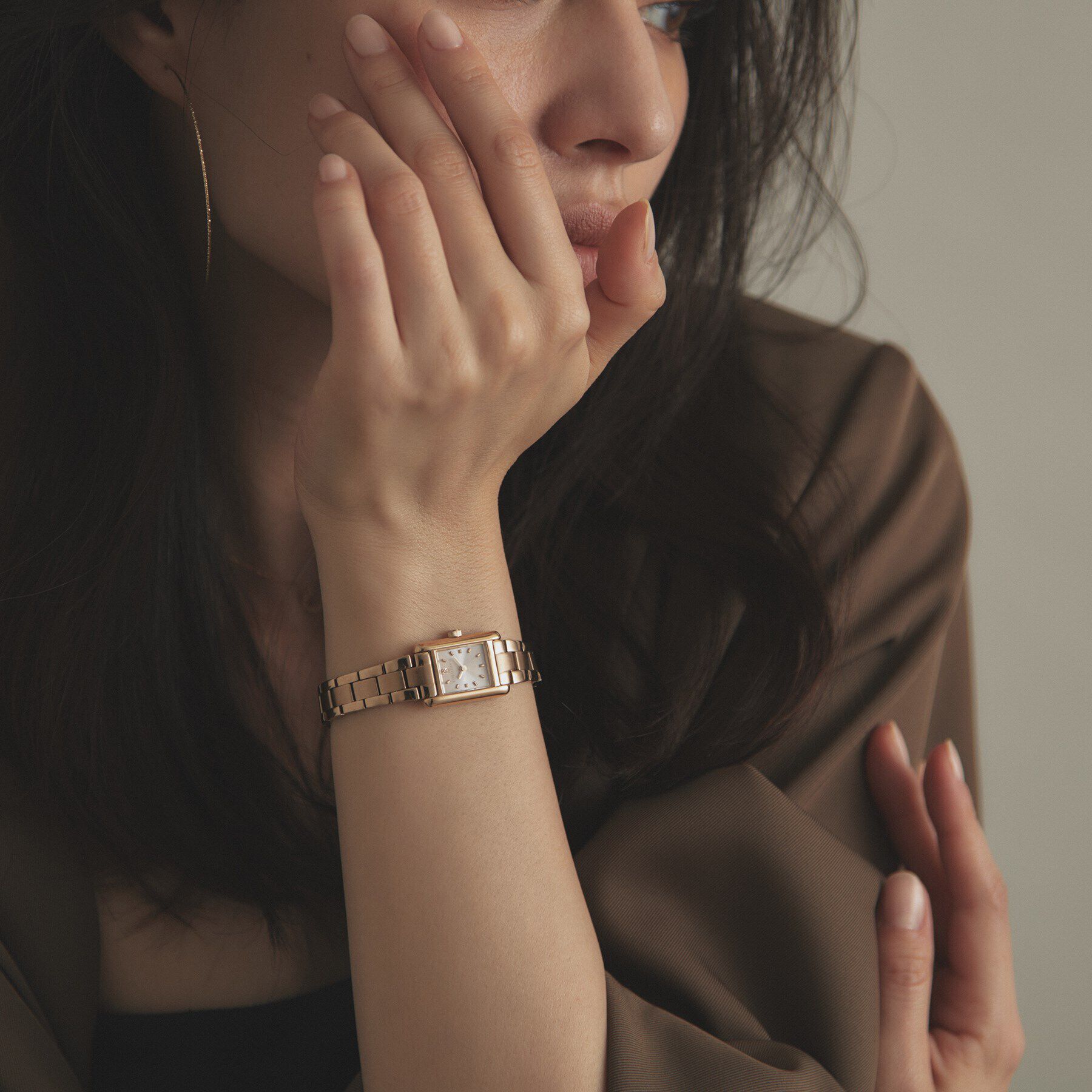 COCOSHNIK「RGスクエアメタルバンド ウォッチ（ベージュ旭光ダイヤモンド）」|腕時計|