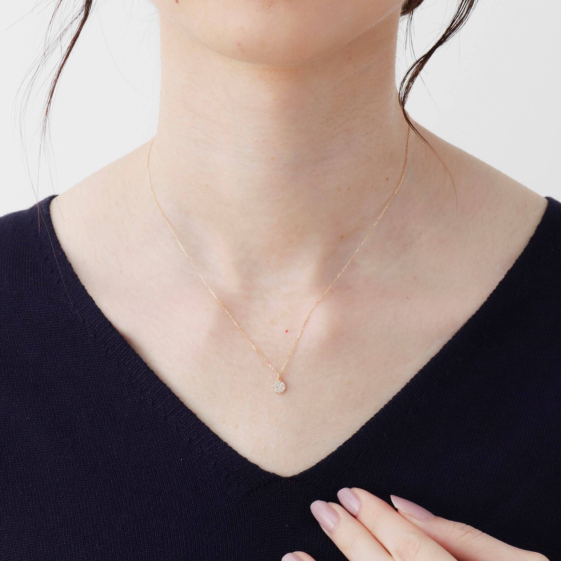 COCOSHNIK「K18ダイヤモンド ランダムパヴェ ラウンドネックレス」|ネックレス|