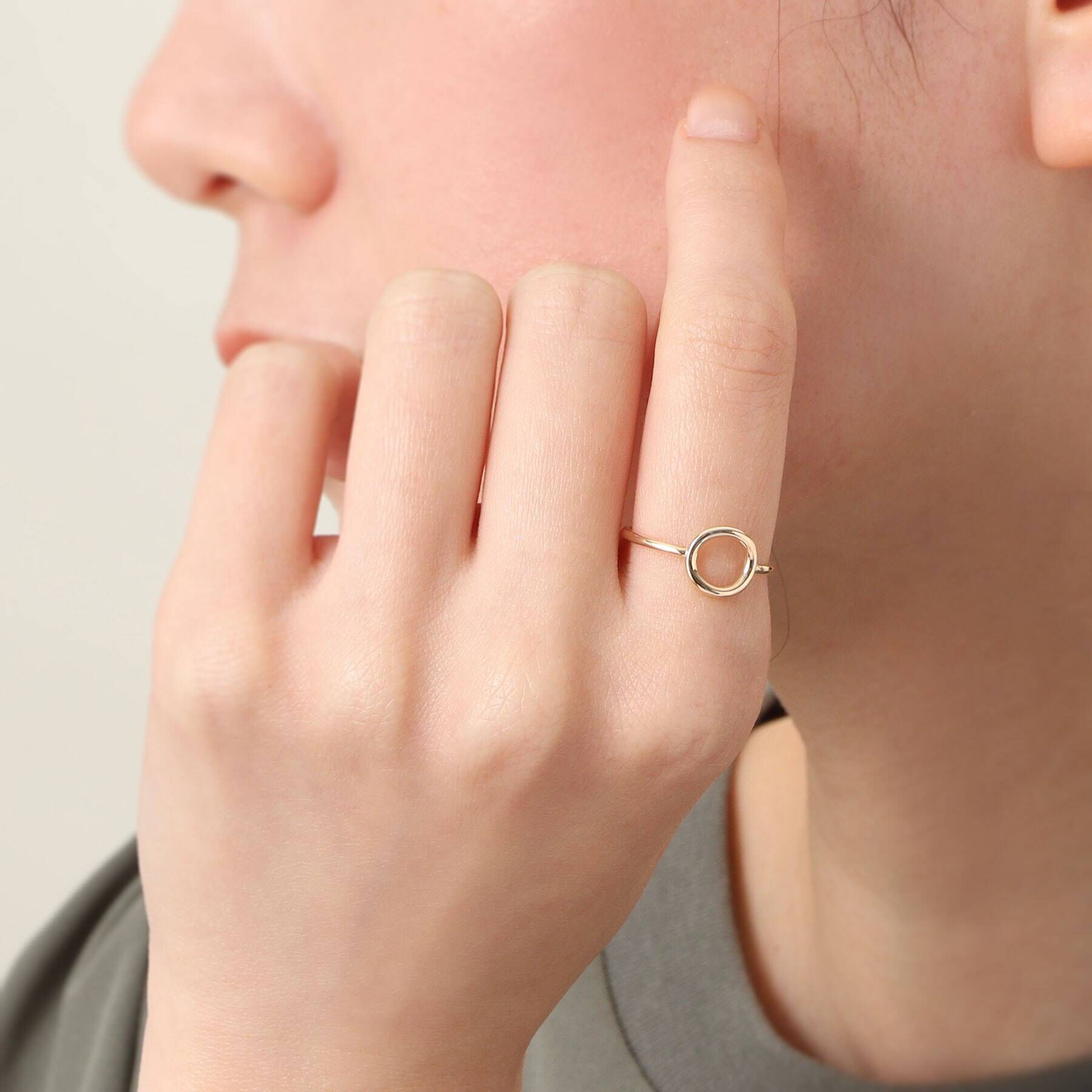 COCOSHNIK「K10ラウンドシェイプ オープンリング」|リング|