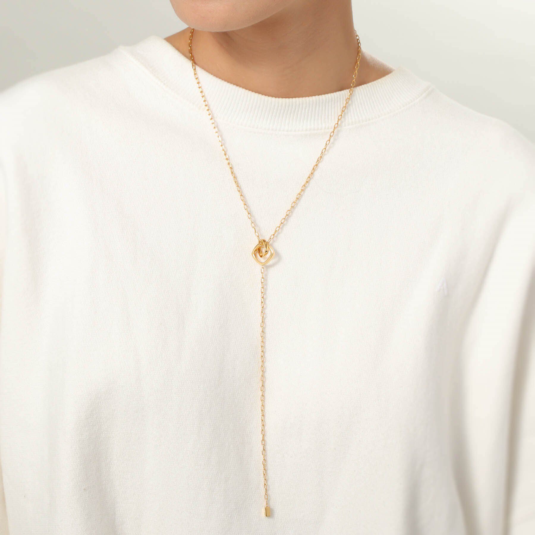 COCOSHNIK ONKITSCH「シルバー ツイストスクエア Yネックレス GP」|ネックレス|