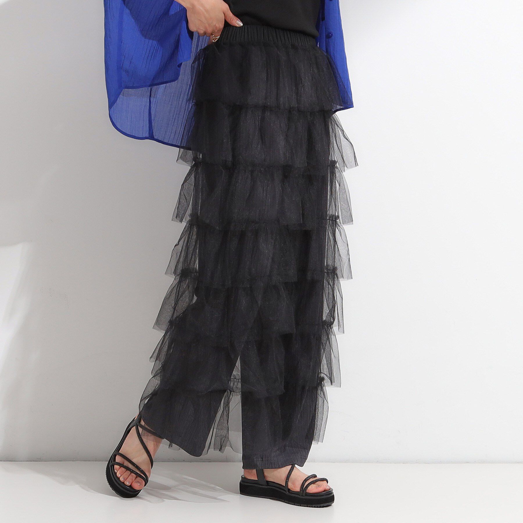 SHOO･LA･RUE「【2点セット/S-LL】コーデの主役になる チュールティアードスカート」|スカート|