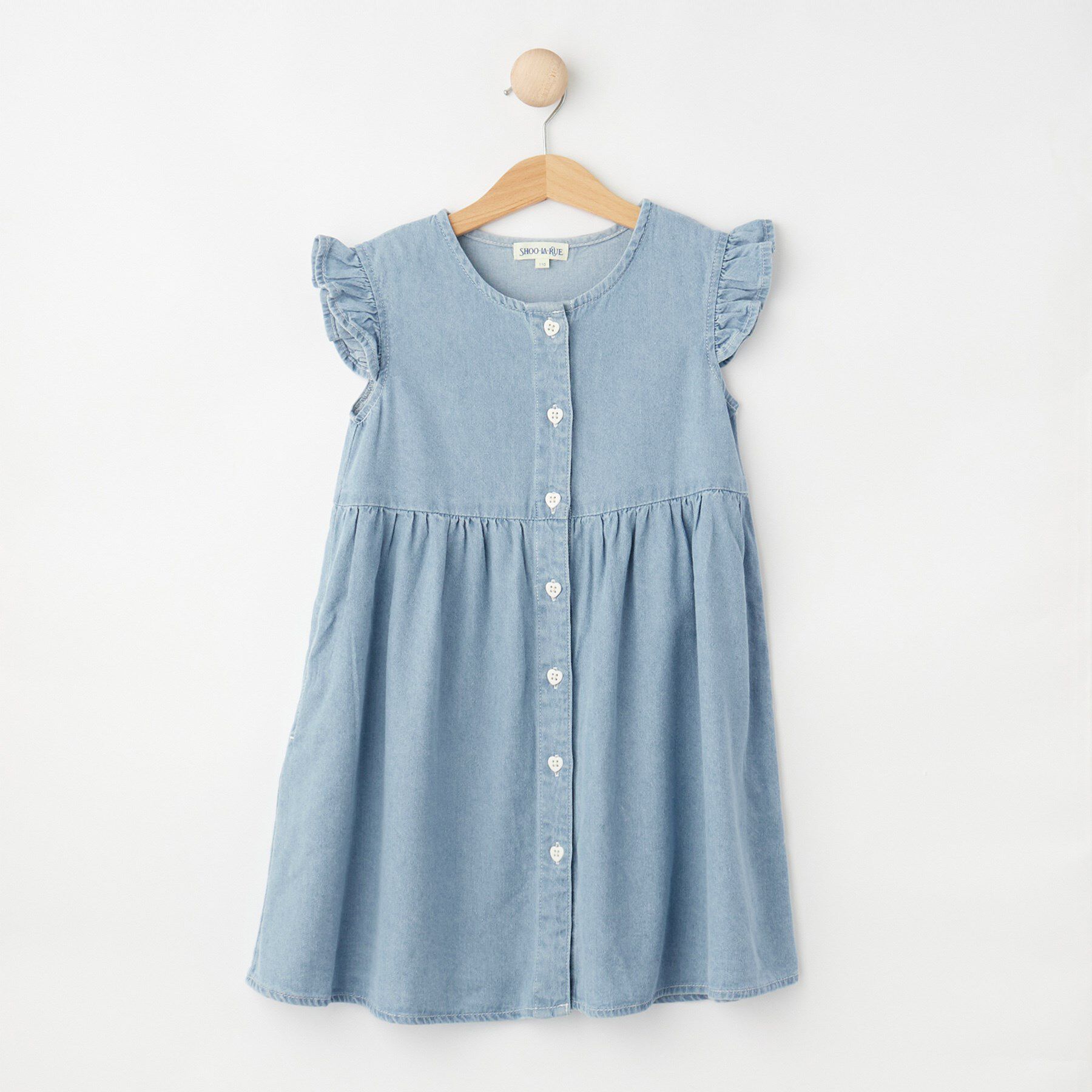 SHOO･LA･RUE「【100-150cm/ひんやり】ハートボタンデニムワンピース」|ワンピース|