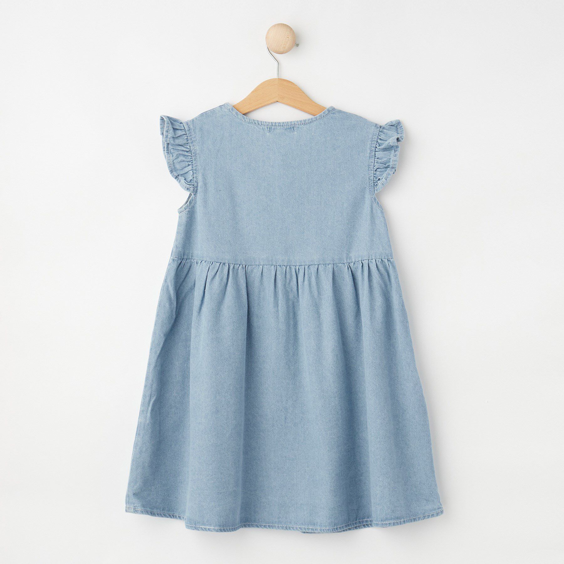 SHOO･LA･RUE「【100-150cm/ひんやり】ハートボタンデニムワンピース」|ワンピース|