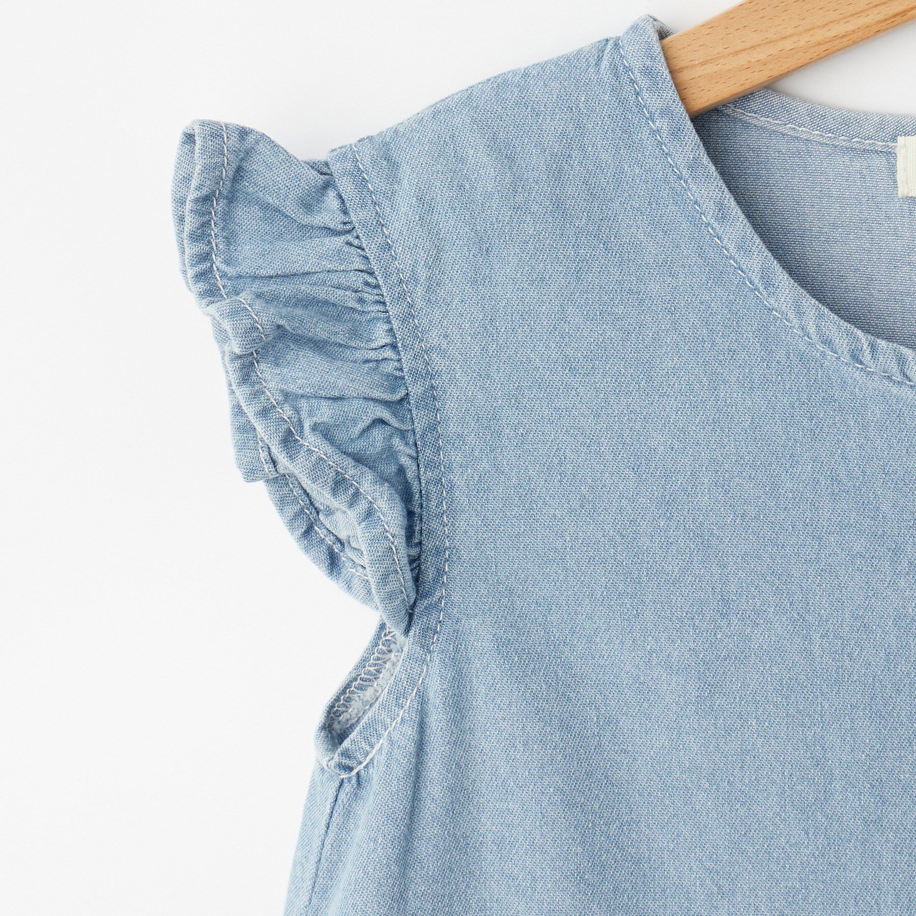 SHOO･LA･RUE「【100-150cm/ひんやり】ハートボタンデニムワンピース」|ワンピース|