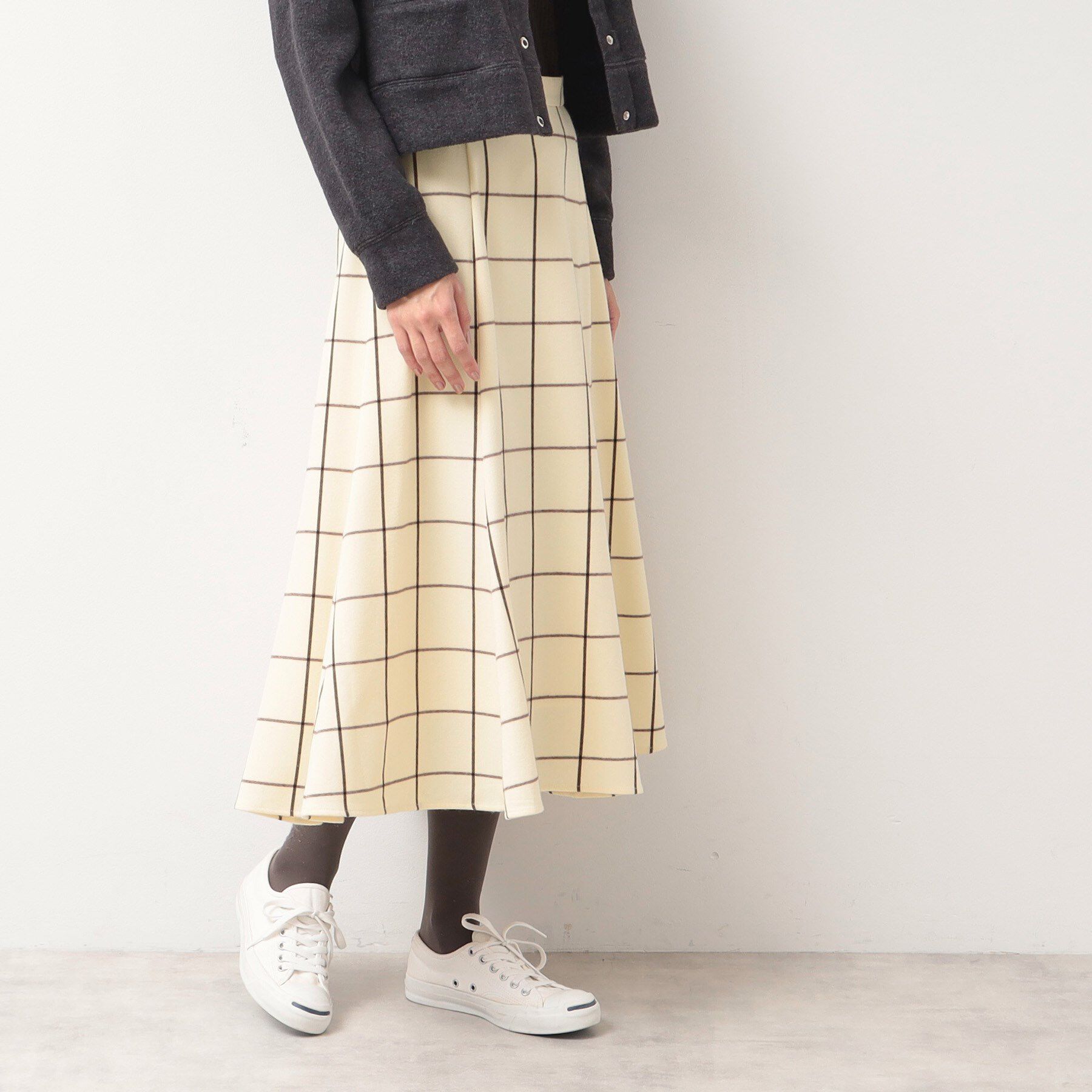Dessin「【洗える】起毛チェック柄切替フレアースカート（XS～L）」|スカート|