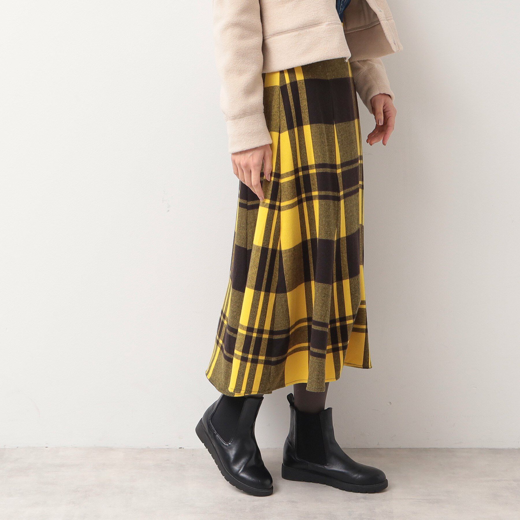 Dessin「【洗える】起毛チェック柄切替フレアースカート（XS～L）」|スカート|