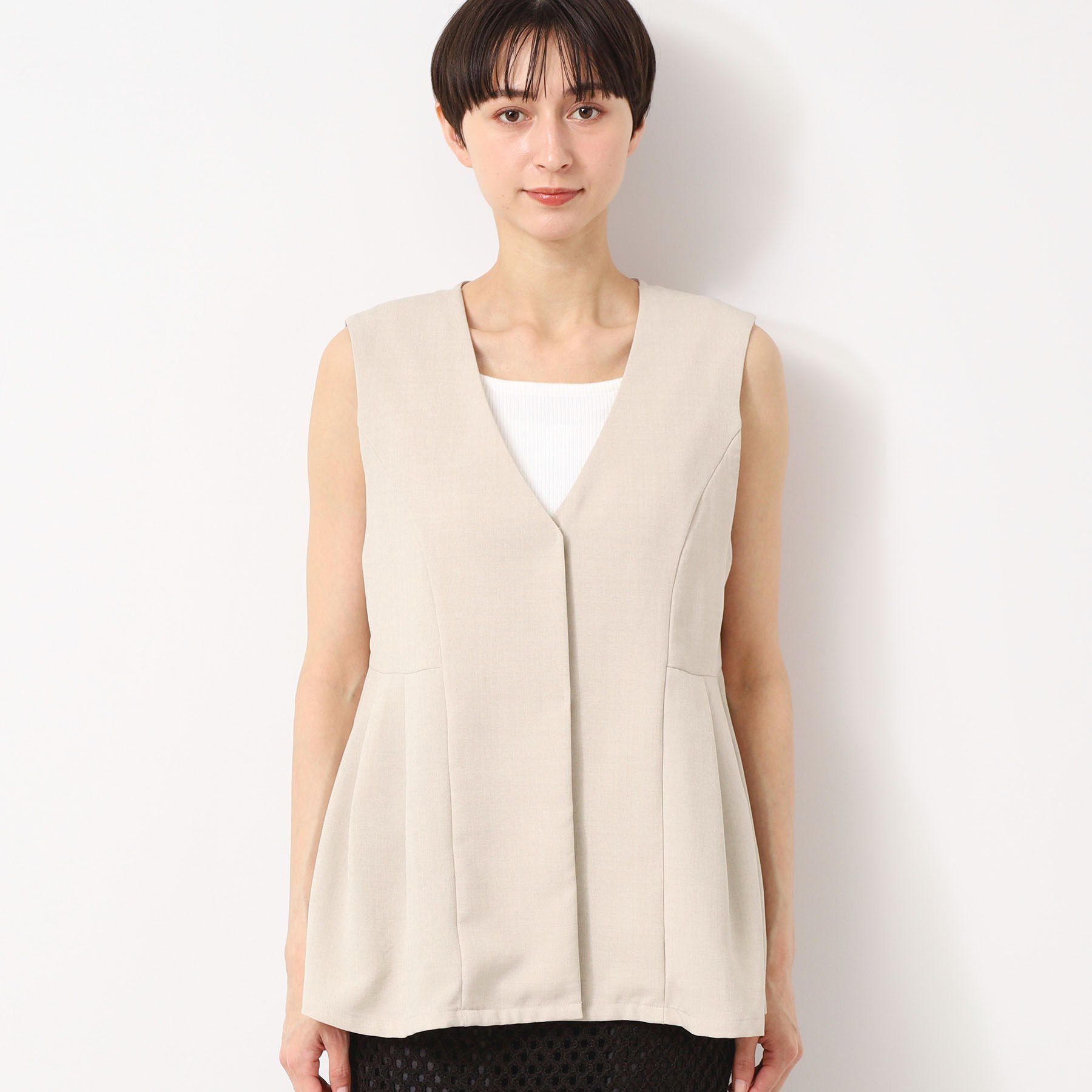 Dessin「【洗える】ソフトペプラムベスト」|ベスト・ジレ|