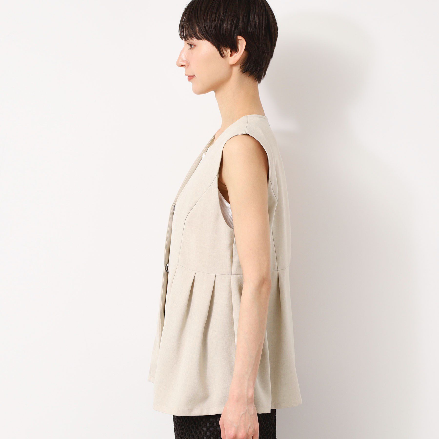 Dessin「【洗える】ソフトペプラムベスト」|ベスト・ジレ|