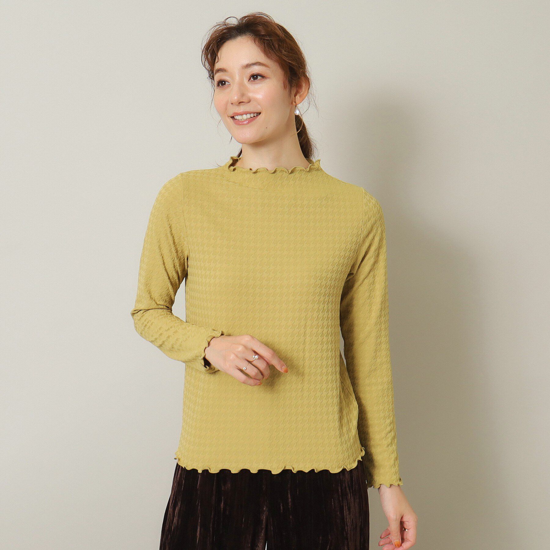 ITS&rsquo;DEMO「【伸縮性あり／レイヤードにも◎／手洗い可】千鳥ジャカードプルオーバー」|Tシャツ・カットソー|