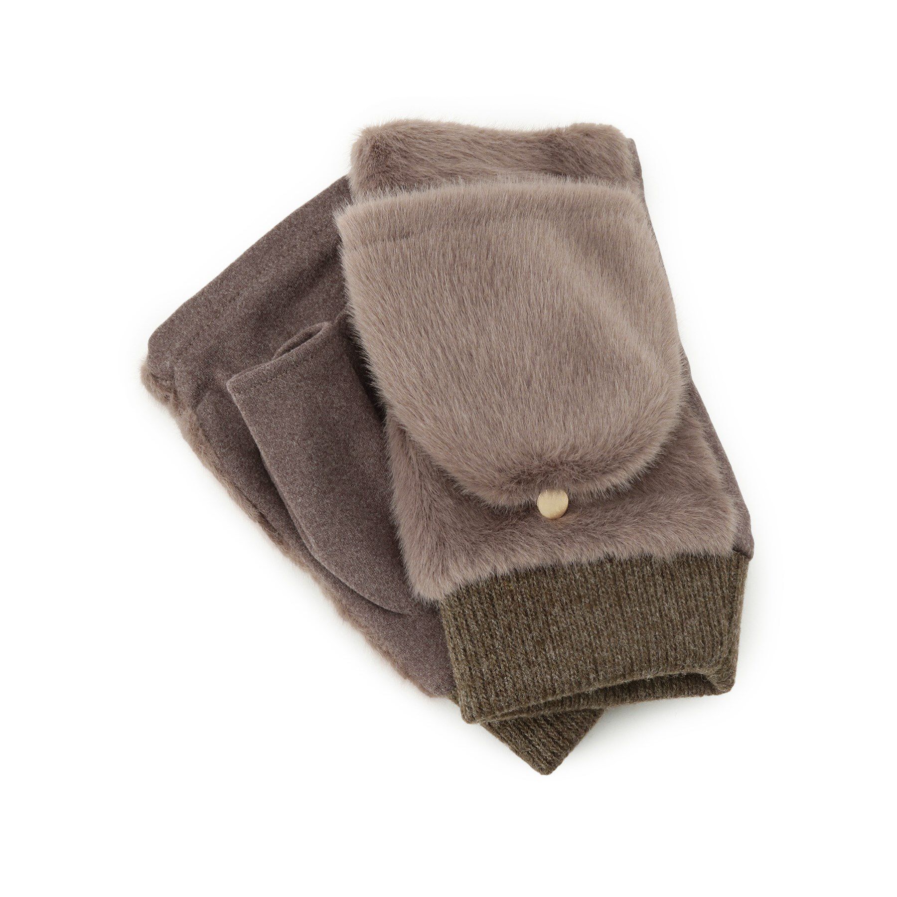 ITS&rsquo;DEMO「ファーかぶせミトン」|手袋|ブラウン(043)